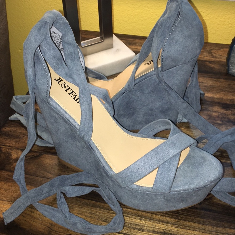 Denim Blue Suede Wedges